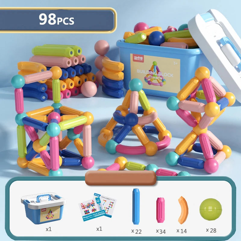 Magnetic Sticks Building Blocks Toys For Kids Montessori Educational Preschool Toddler Toy Magnet Construction Set Gift Bricoltime