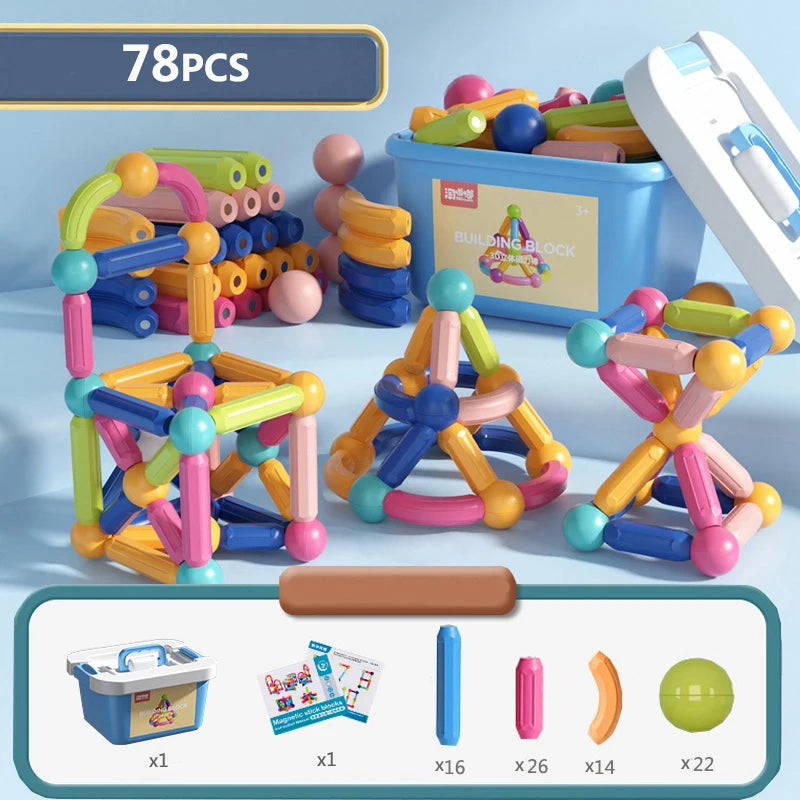 Magnetic Sticks Building Blocks Toys For Kids Montessori Educational Preschool Toddler Toy Magnet Construction Set Gift Bricoltime