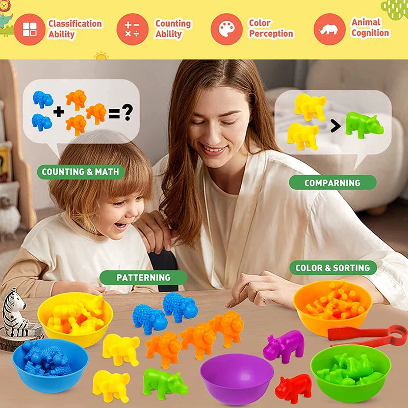 Kids Matching Game Learn Educational Toys Animal Cognition Rainbow Sort Fine Motor Training Montessori Sensory Puzzle Toy Gifts Bricoltime