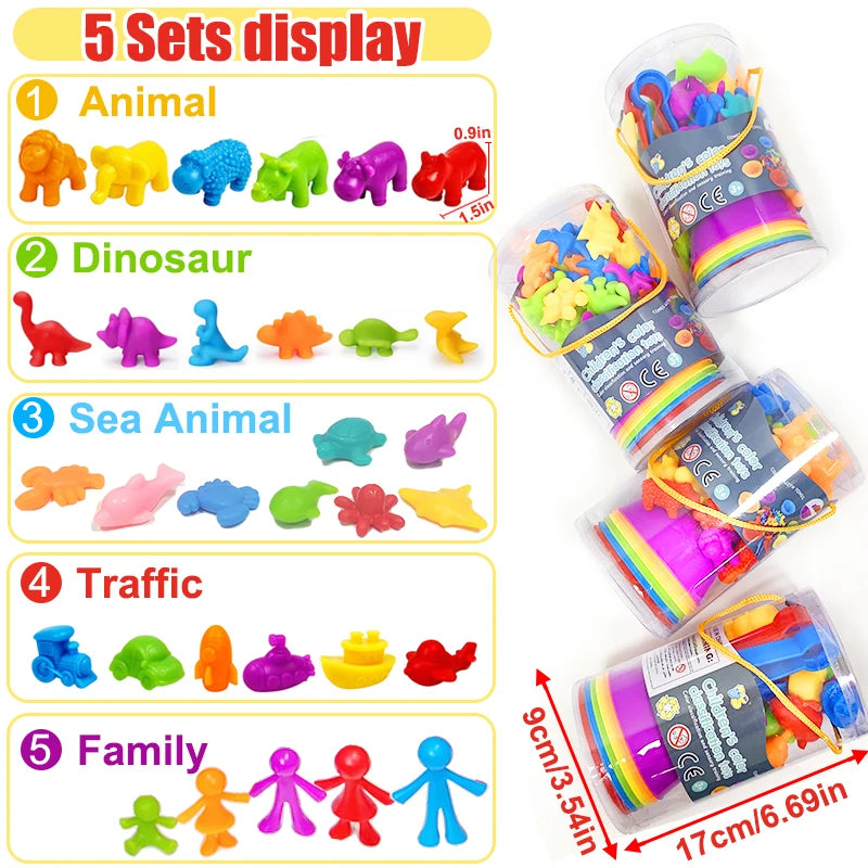 Kids Matching Game Learn Educational Toys Animal Cognition Rainbow Sort Fine Motor Training Montessori Sensory Puzzle Toy Gifts Bricoltime
